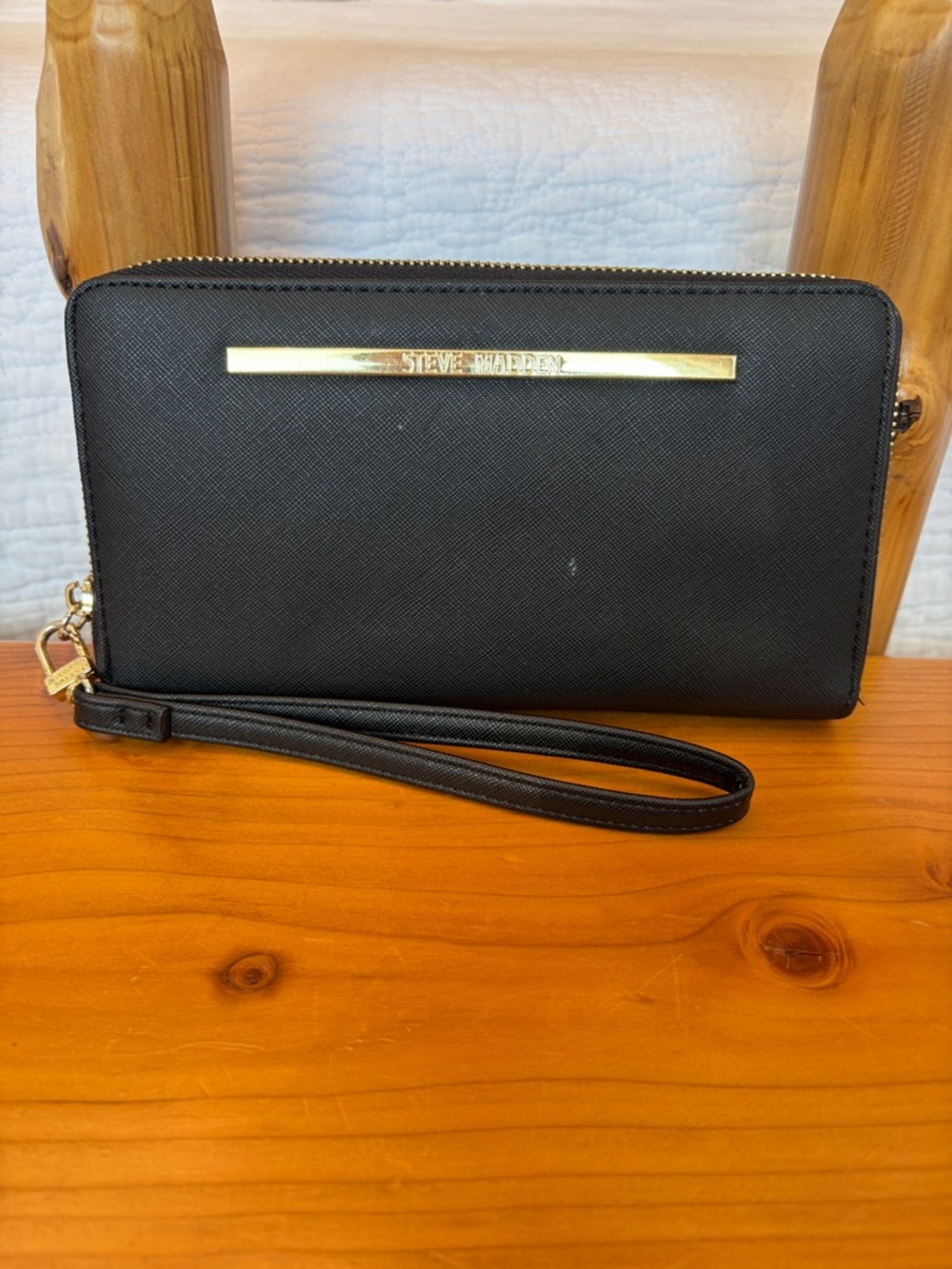 Steve Madden Black Wristlet with Gold Accent